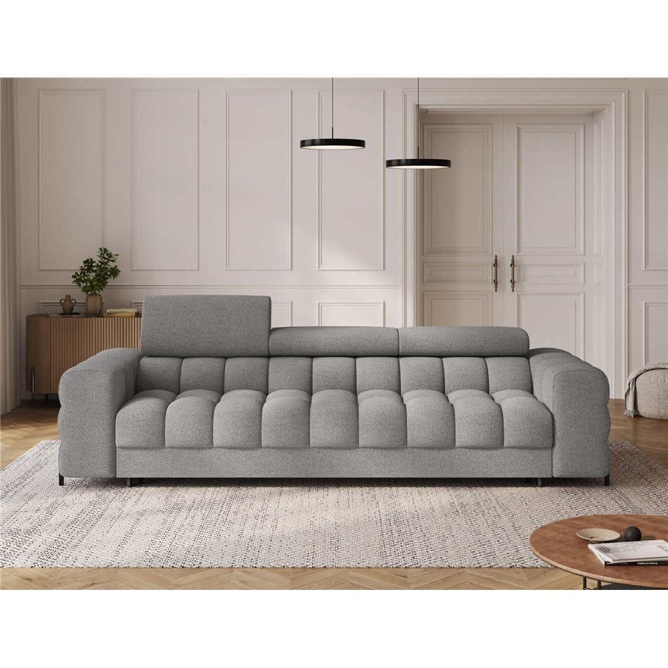 Sofa bed Efestello, sleeping function, Royal 04, boucle, grey, H96x260x100cm