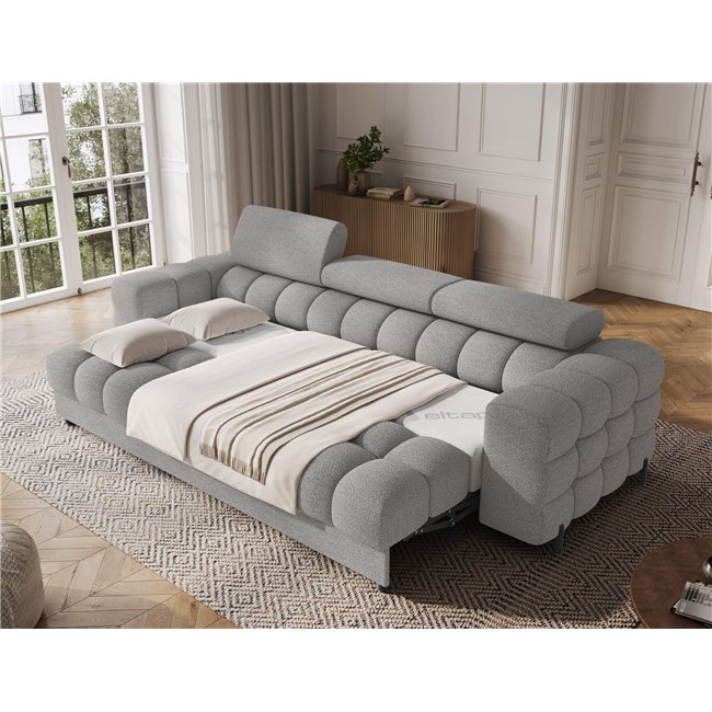 Sofa bed Efestello, sleeping function, Royal 04, boucle, grey, H96x260x100cm