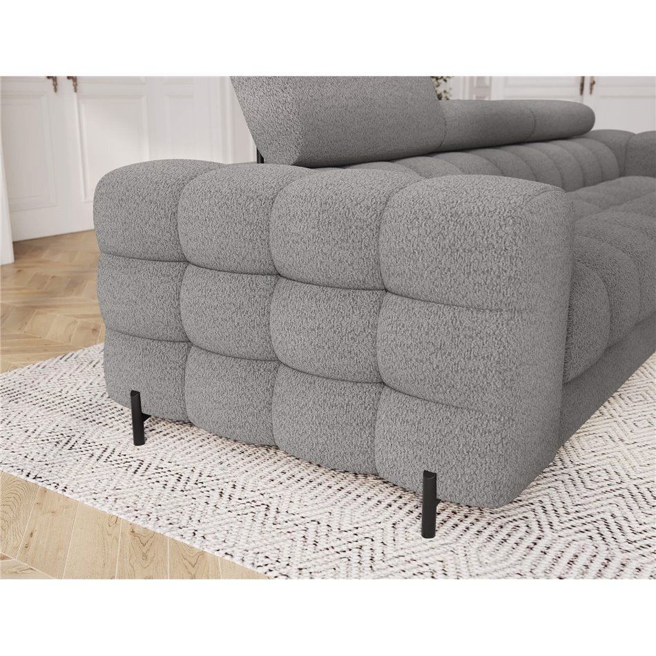 Sofa bed Efestello, sleeping function, Royal 04, boucle, grey, H96x260x100cm