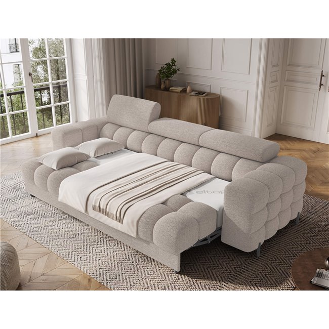 Sofa bed Efestello, sleeping function, Royal 18, boucle, beige, H96x260x100cm