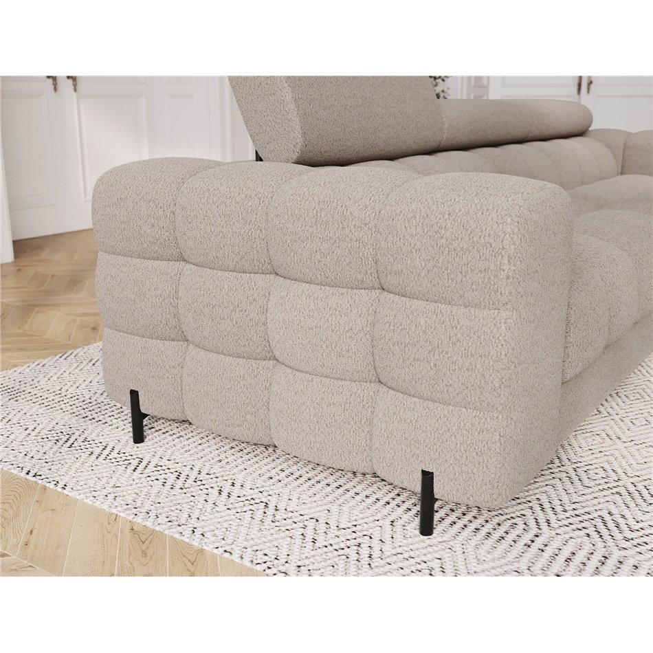 Sofa bed Efestello, sleeping function, Royal 18, boucle, beige, H96x260x100cm