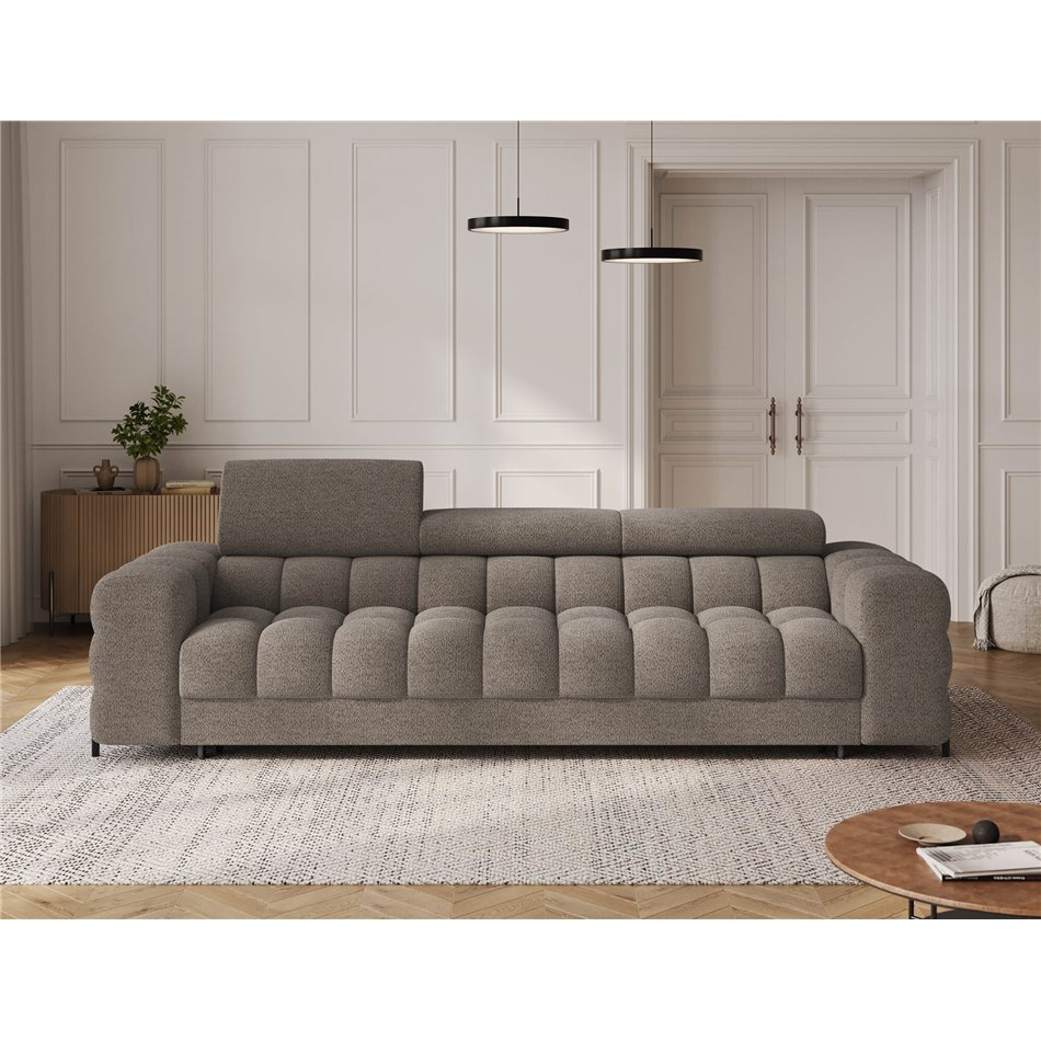 Sofa bed Efestello, sleeping function, Royal 20, boucle, brown, H96x260x100cm