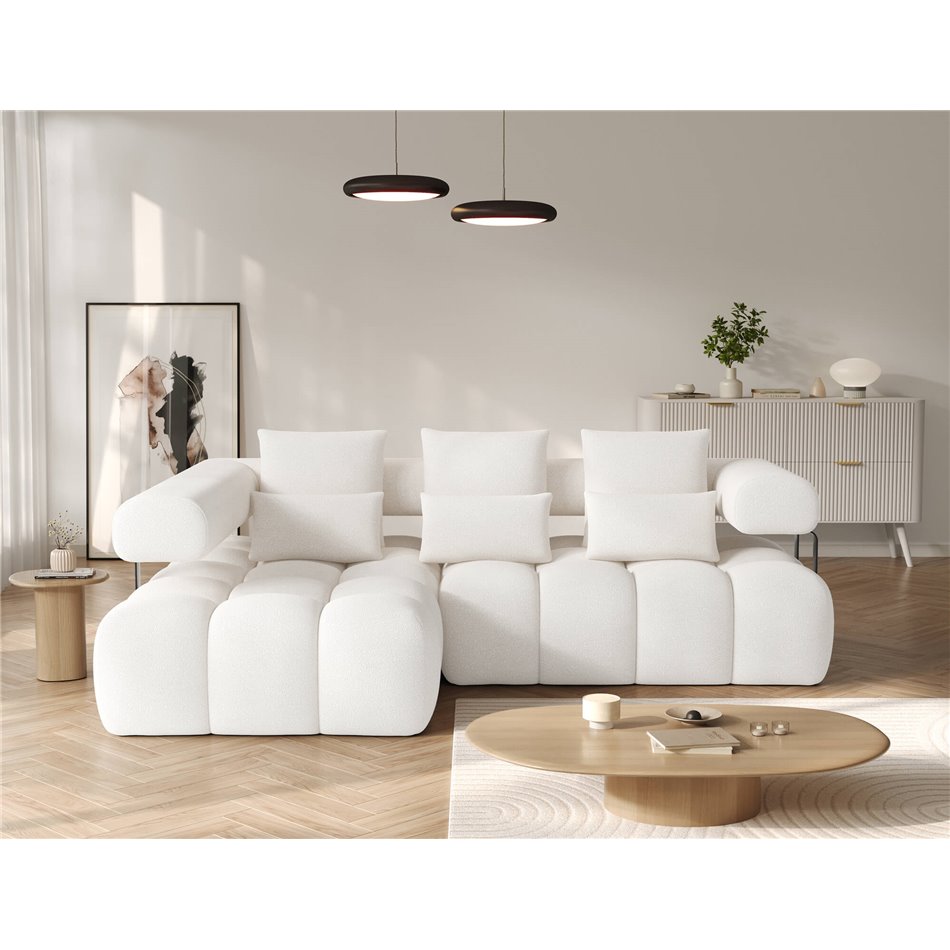 Corner sofa Elevvi L, sleeping function, Jaffray 01, white, H102x260x184cm