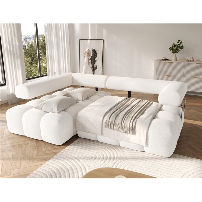 Corner sofa Elevvi L, sleeping function, Jaffray 01, white, H102x260x184cm