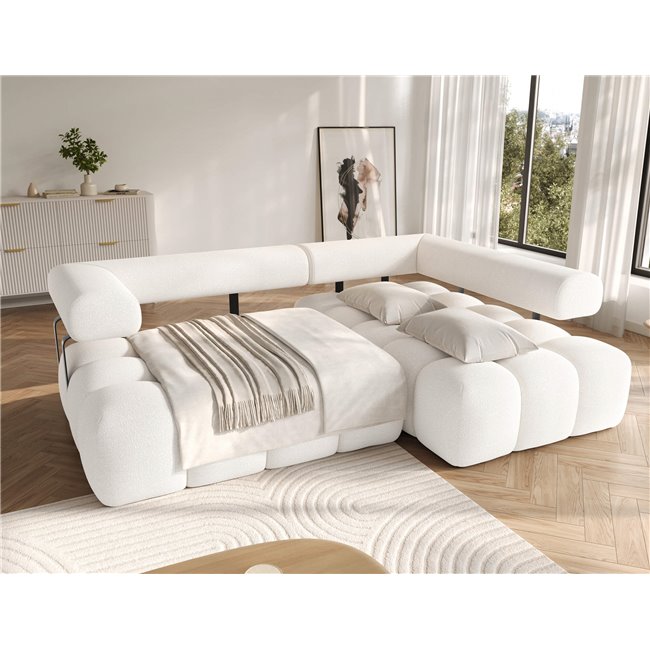 Corner sofa Elevvi R, sleeping function, Jaffray 01, white, H102x260x184cm