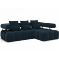 Угловой диван Elevvi R, раздвижной, Manhattan 40, бархат, синий, H102x260x184cm
