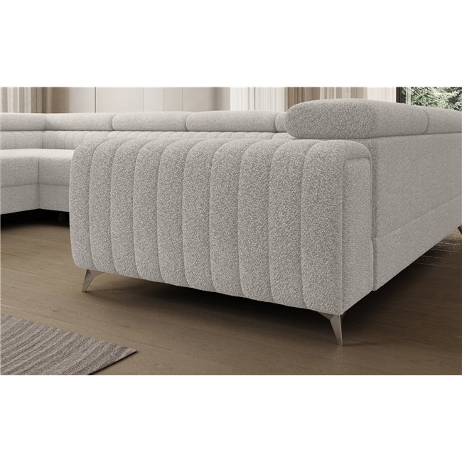 U-shaped sofa Eluis L, sleeping function, Royal 01, boucle, white, H92x347x202cm
