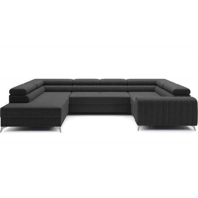 U-shaped sofa Eluis L, sleeping function, Sawana 14, black, H92x347x202cm