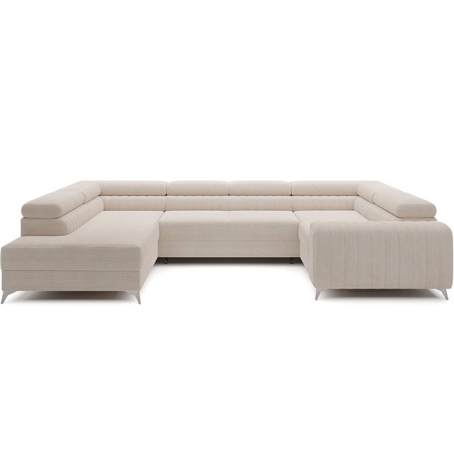 U-shaped sofa Eluis L, sleeping function, Jarell 18, corduroy, beige, H92x347x202cm
