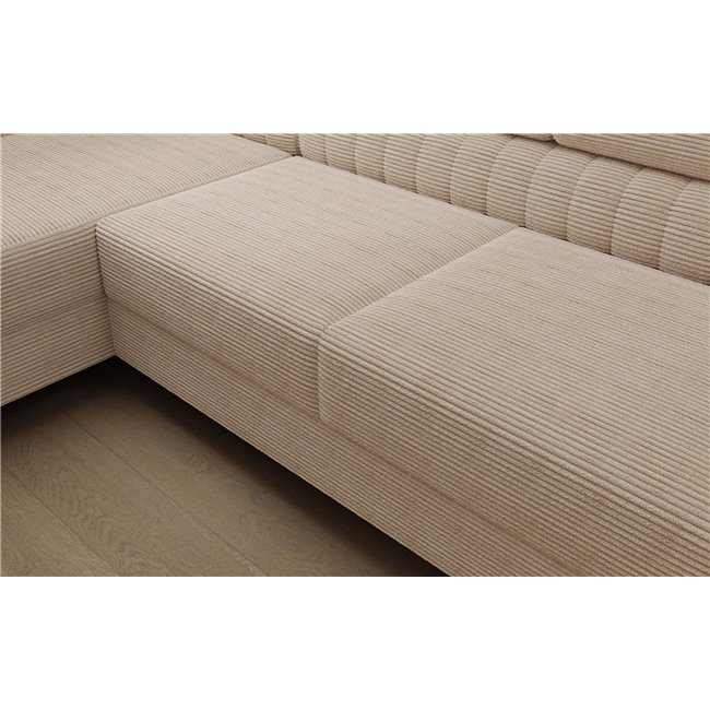 U-shaped sofa Eluis L, sleeping function, Jarell 18, corduroy, beige, H92x347x202cm