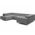 U-shaped sofa Eluis L, sleeping function, Monolith 85, velvet, grey, H92x347x202cm
