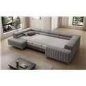 U-shaped sofa Eluis L, sleeping function, Monolith 85, velvet, grey, H92x347x202cm