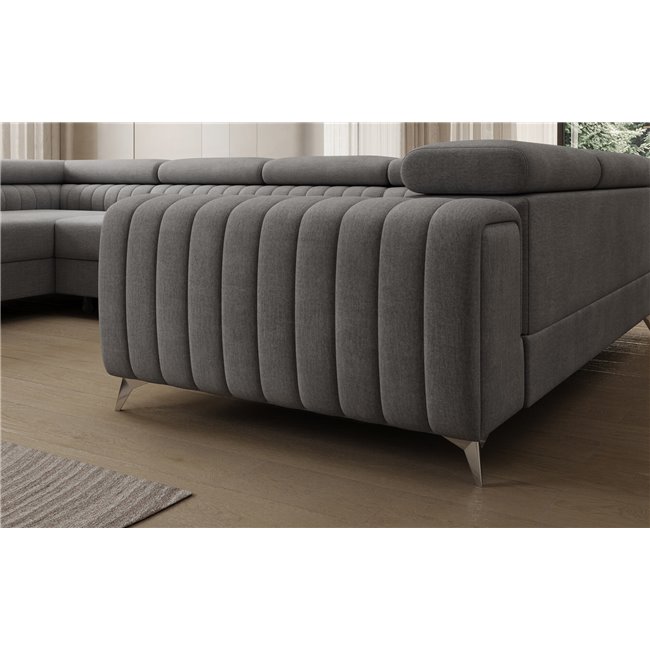 U-shaped sofa Eluis L, sleeping function, Monolith 85, velvet, grey, H92x347x202cm