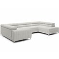 U-shaped sofa Eluis R, sleeping function, Royal 01, boucle, white, H92x347x202cm