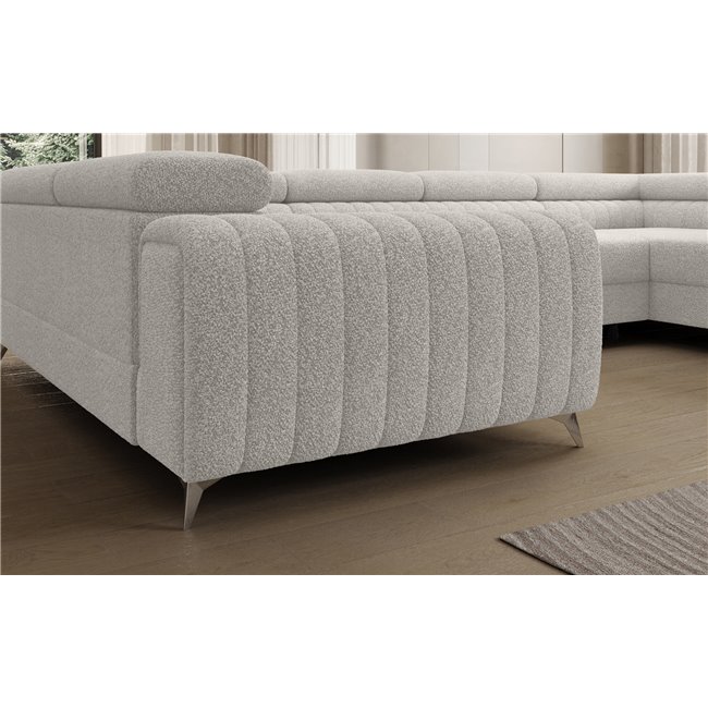 U-shaped sofa Eluis R, sleeping function, Royal 01, boucle, white, H92x347x202cm