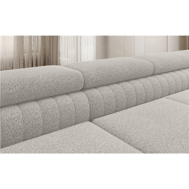 U-shaped sofa Eluis R, sleeping function, Royal 01, boucle, white, H92x347x202cm