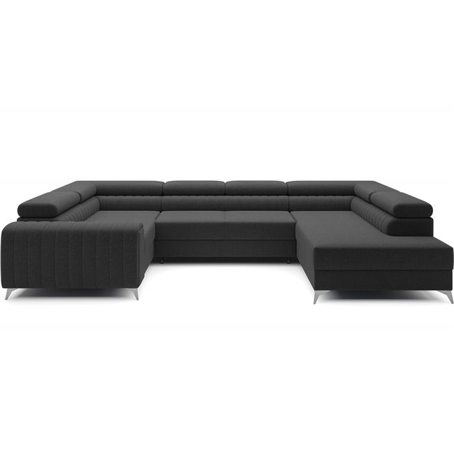 U-shaped sofa Eluis R, sleeping function, Sawana 14, black, H92x347x202cm
