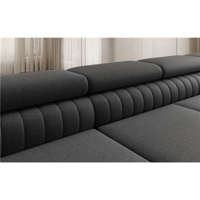 U-shaped sofa Eluis R, sleeping function, Sawana 14, black, H92x347x202cm