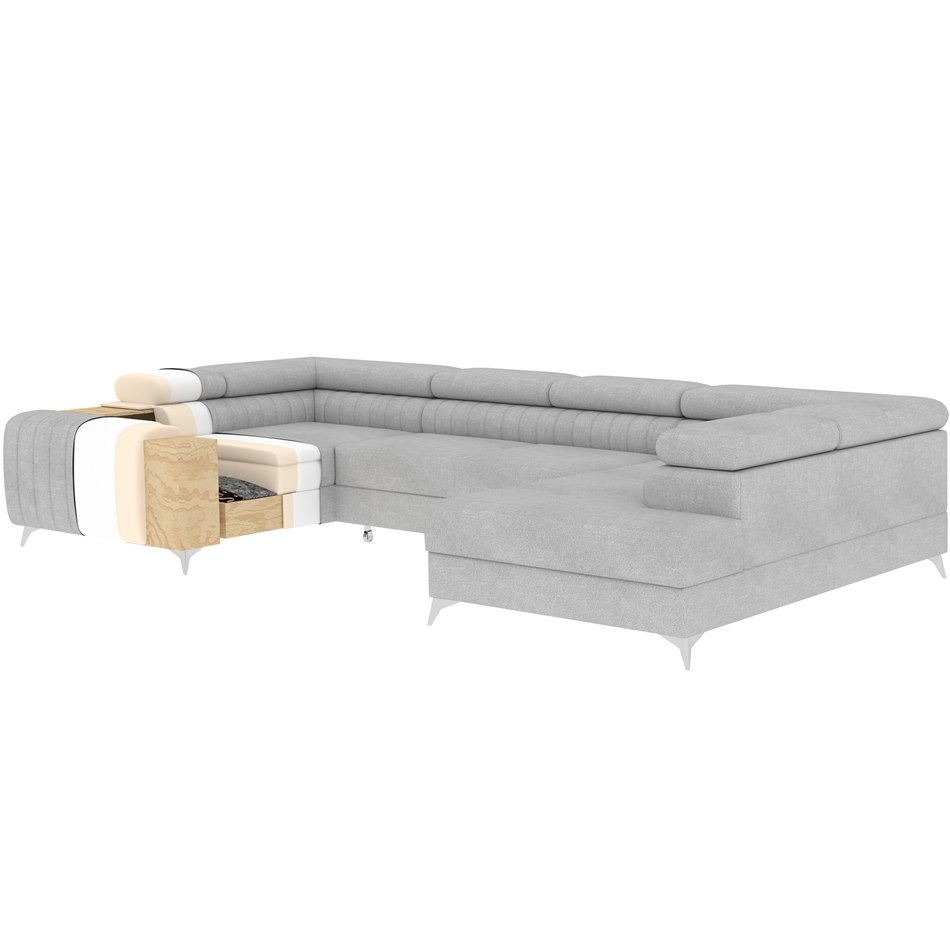 U-shaped sofa Eluis R, sleeping function, Sawana 14, black, H92x347x202cm