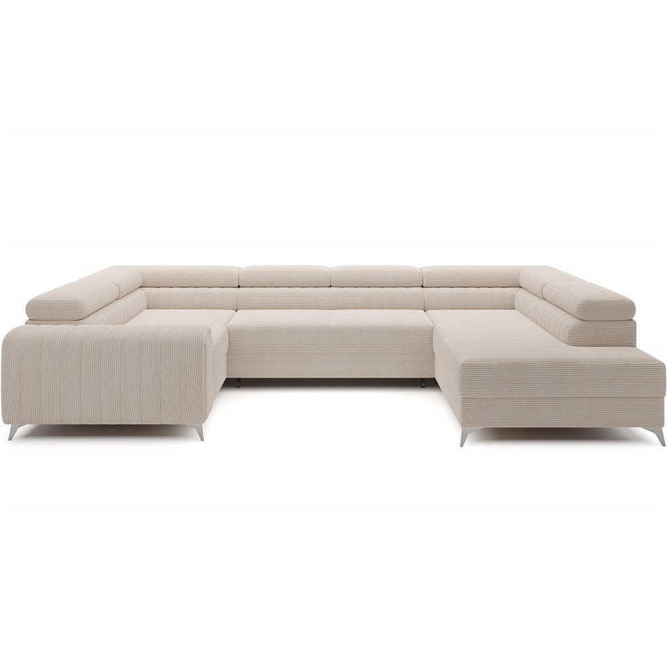 U-shaped sofa Eluis R, sleeping function, Jarell 18, corduroy, beige, H92x347x202cm