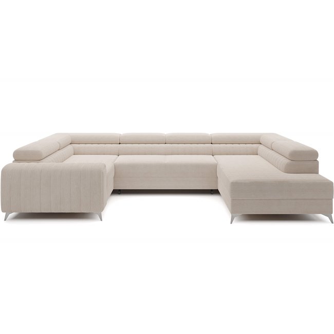 U-shaped sofa Eluis R, sleeping function, Jarell 18, corduroy, beige, H92x347x202cm