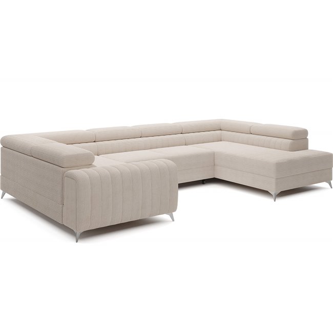 U-shaped sofa Eluis R, sleeping function, Jarell 18, corduroy, beige, H92x347x202cm