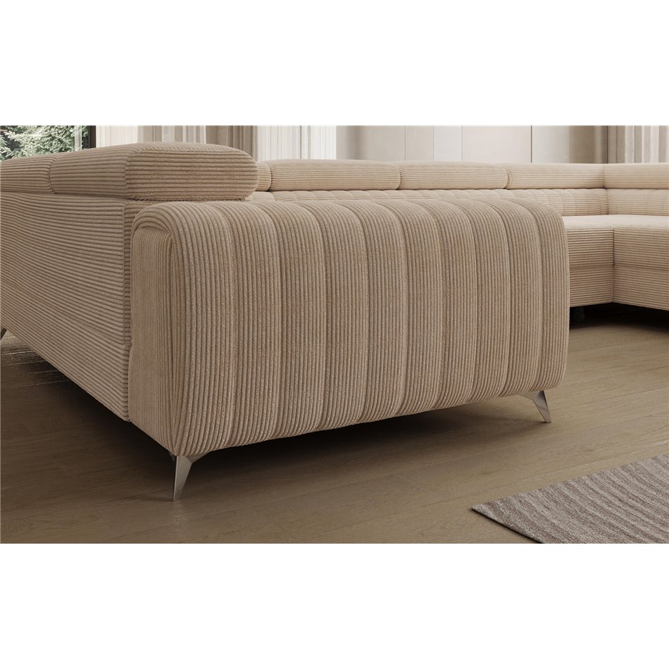 U-shaped sofa Eluis R, sleeping function, Jarell 18, corduroy, beige, H92x347x202cm