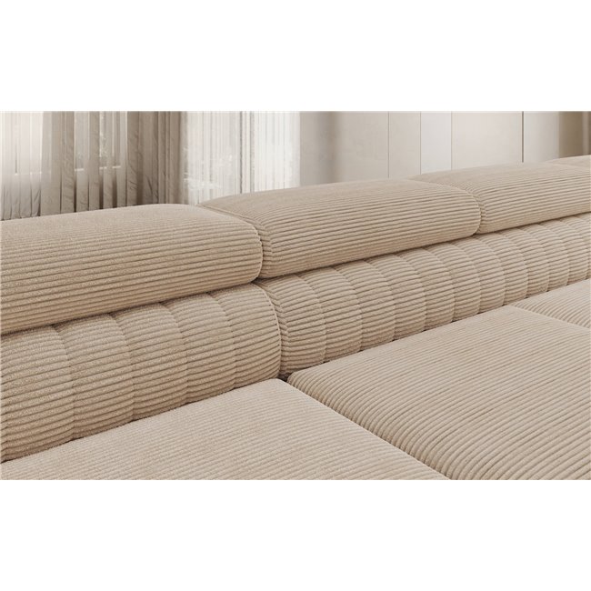 U-shaped sofa Eluis R, sleeping function, Jarell 18, corduroy, beige, H92x347x202cm
