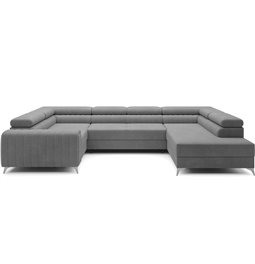 U-shaped sofa Eluis R, sleeping function, Monolith 85, velvet, grey, H92x347x202cm