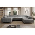 U-shaped sofa Eluis R, sleeping function, Monolith 85, velvet, grey, H92x347x202cm