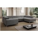 U-shaped sofa Eluis R, sleeping function, Monolith 85, velvet, grey, H92x347x202cm