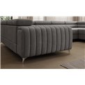 U-shaped sofa Eluis R, sleeping function, Monolith 85, velvet, grey, H92x347x202cm
