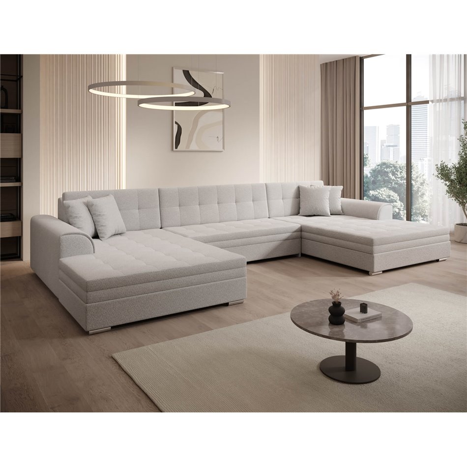 U-shaped sofa Evento Symmetrical, sleeping function, Jarell 18, corduroy, beige, H78x359x165cm