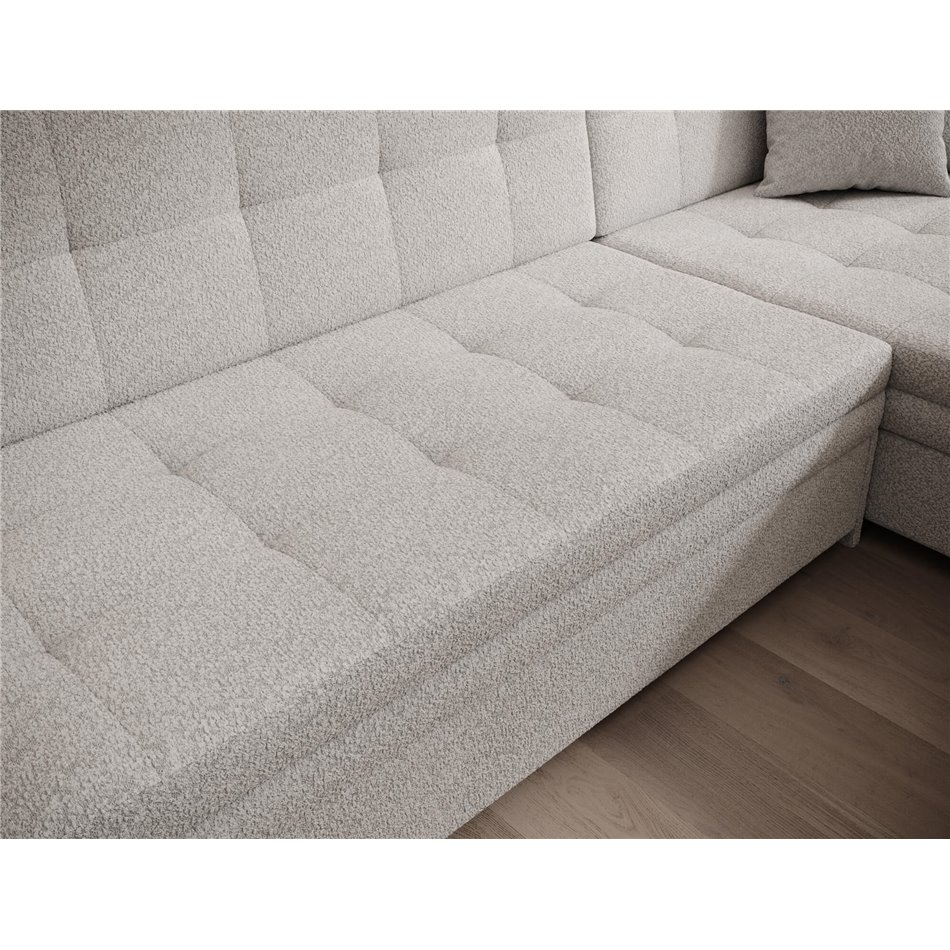 U-shaped sofa Evento Symmetrical, sleeping function, Jarell 18, corduroy, beige, H78x359x165cm