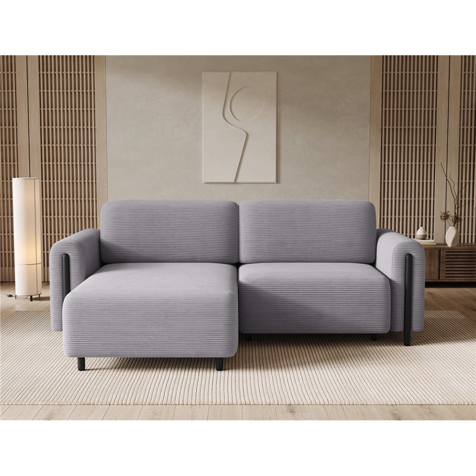 Corner sofa Elcossta L, sleeping function, Jarell 03, corduroy, grey, H95x244x154cm