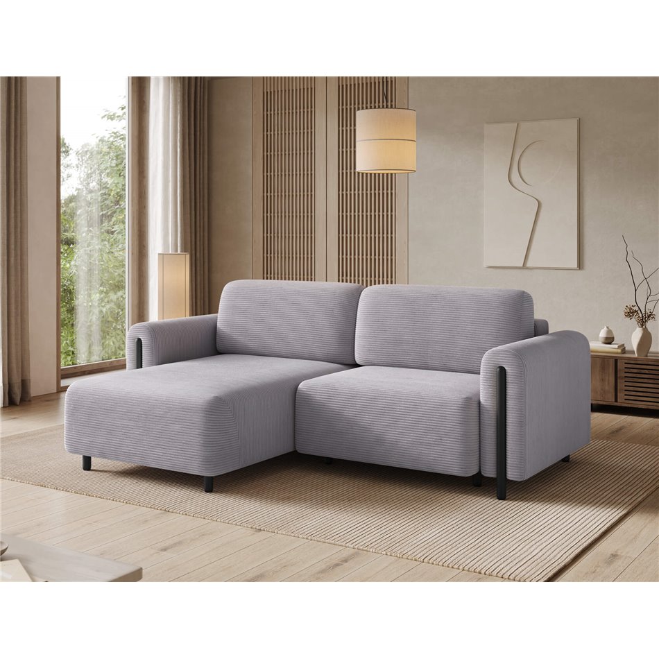 Corner sofa Elcossta L, sleeping function, Jarell 03, corduroy, grey, H95x244x154cm