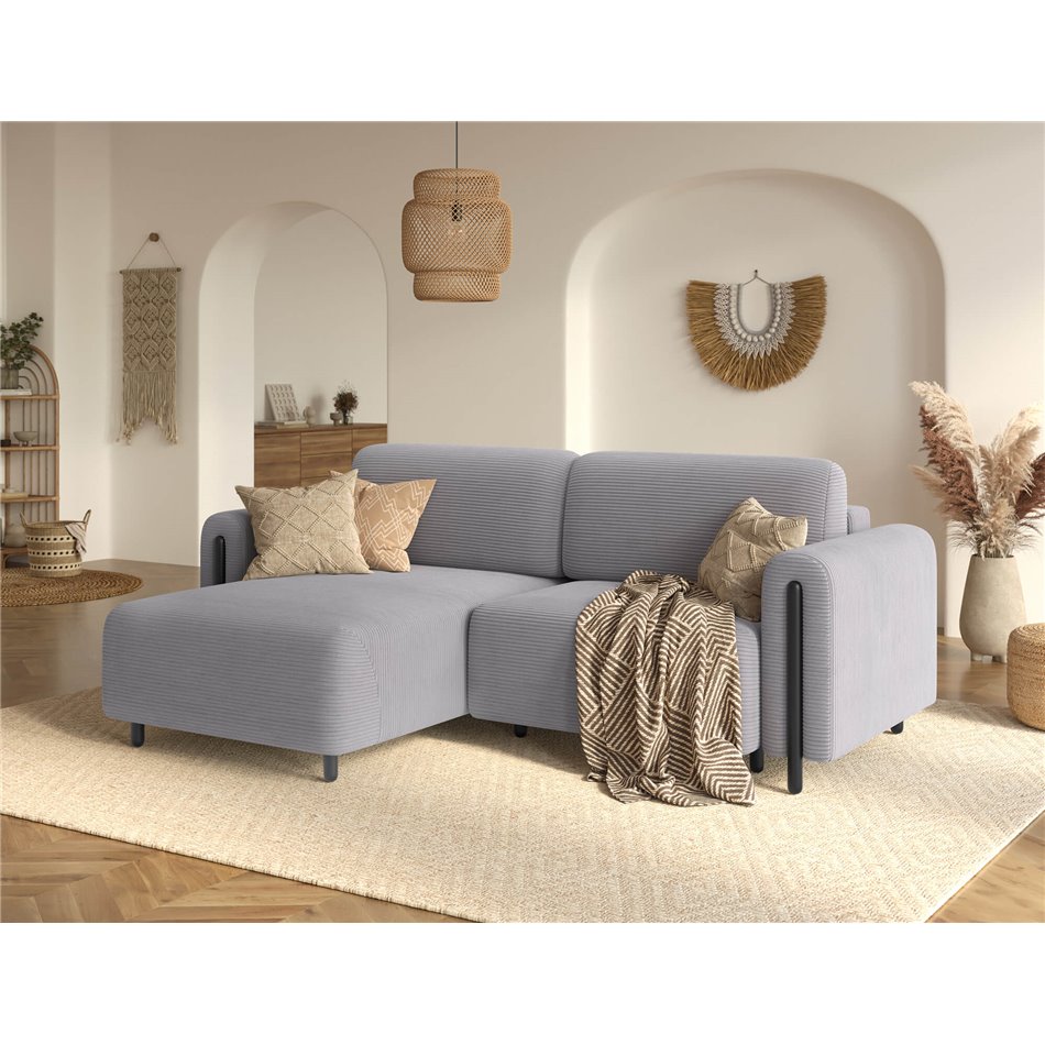Corner sofa Elcossta L, sleeping function, Jarell 03, corduroy, grey, H95x244x154cm