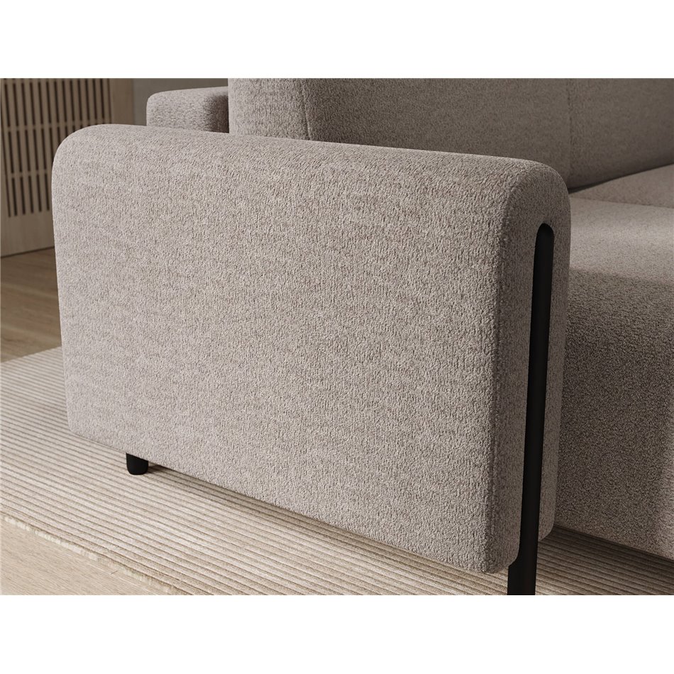 Corner sofa Elcossta L, sleeping function, Royal 18, boucle, beige, H95x244x154cm