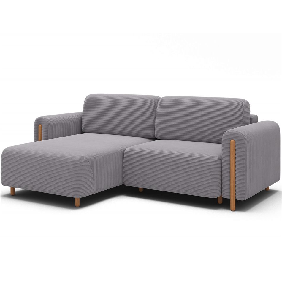Corner sofa Elcossta L, sleeping function, Jarell 03, corduroy, grey, H95x244x154cm
