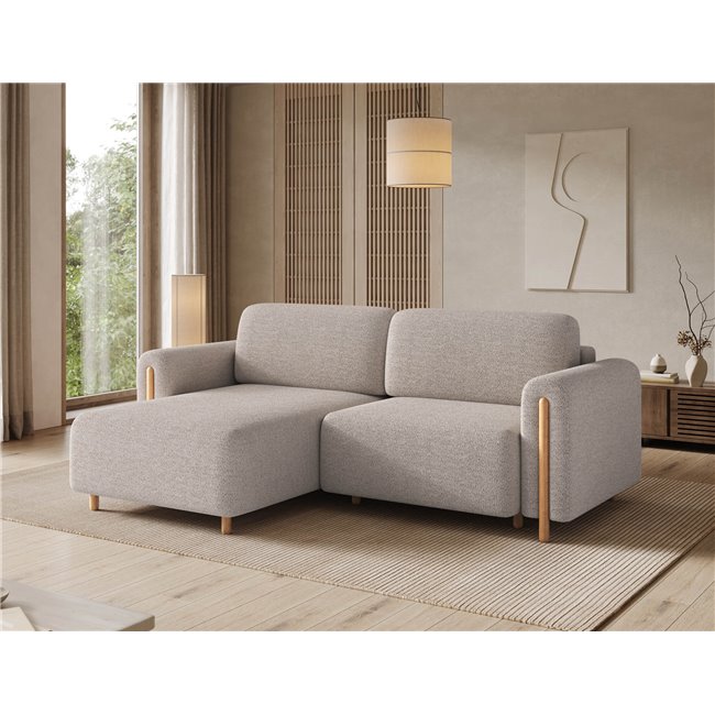 Corner sofa Elcossta L, sleeping function, Royal 18, boucle, beige, H95x244x154cm