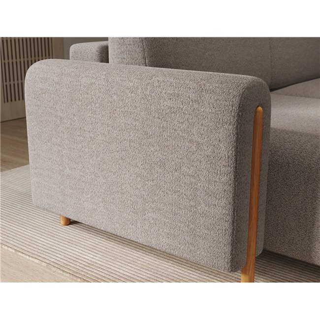 Corner sofa Elcossta L, sleeping function, Royal 18, boucle, beige, H95x244x154cm