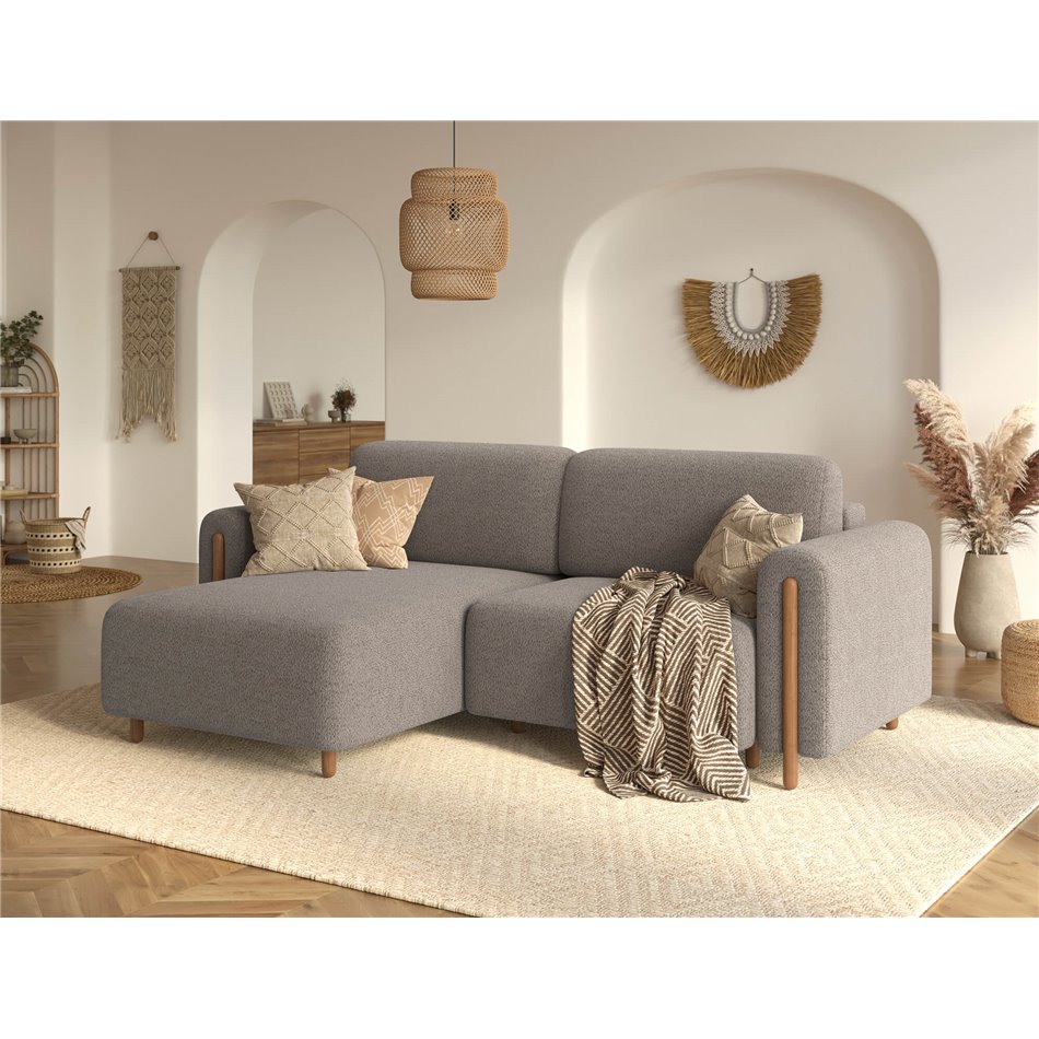Corner sofa Elcossta L, sleeping function, Royal 20, boucle, brown, H95x244x154cm
