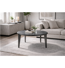Coffee table Ebern ST, metal/glass, black, D106cm H40cm