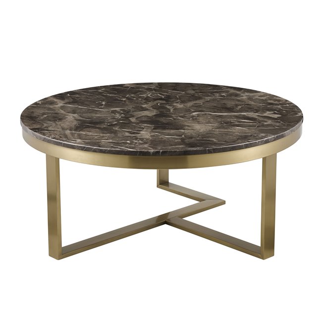 Кофейный столик Ediston ST, искусственный мрамор/металл, D90cm H40cm