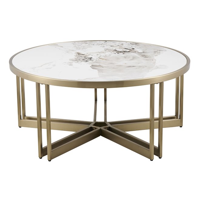 Coffee table Eferding ST, sintered stone/metal, D90cm H40cm
