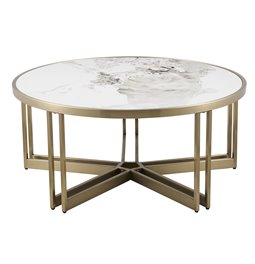 Кофейный столик Eferding ST, спеченный камень/металл, D90cm H40cm