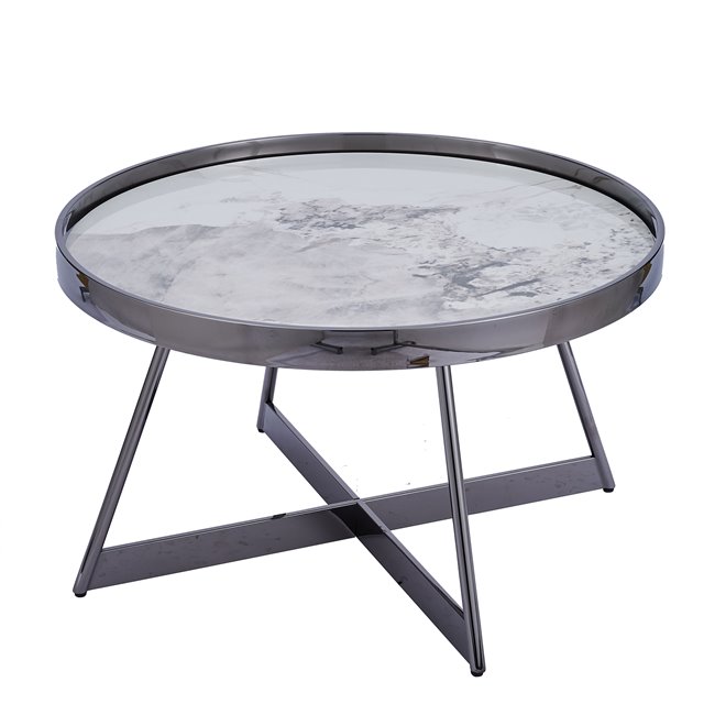 Кофейный столик Egling ST, спеченный камень/металл, D80cm H45cm