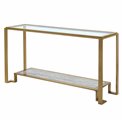 Console table Eda ST, metal/glass, champagne gold color/clear, H78x150x45cm