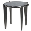 Side table Ebern ST, metal/glass, black, D56cm H50cm