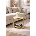 Side table Edingen ST, sintered stone/metal, champagne gold color/white/black, D55cm H55cm